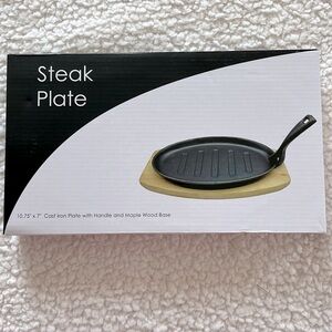 Ebros Personal Size 10.5" By 7" Enamel Coated Cast Iron Sizzling Fajita Skillet